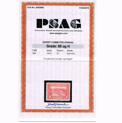 AFFORDABLE GENUINE SCOTT #398 F-VF MINT OG H PSAG CERT 2¢ PAN PACIFIC #14119 - Image 1 of 3
