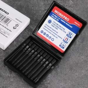 WORKPRO 10PCS Security Torx Bit Set 2.3" Long Torx Screwdriver Bit Magnetic Tips - Picture 1 of 10
