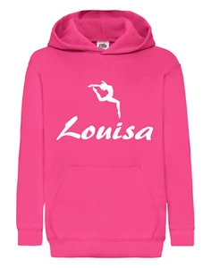 Personalised Gymnastics / Dance Hoodie for kids, Child's Name Hooded Sweatshirt - Picture 1 of 10