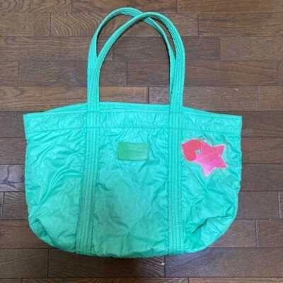 SEE BY CHLOE Bolsa de Ombro Tote Logotipo Nylon Verde Feminina USADA DO JAPÃO - Imagem 1 de 4