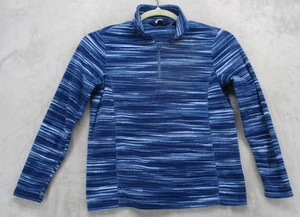 Lands' End Pullover Damen klein blau Fleece Viertelreißverschluss Space Dye gestreift - Bild 1 von 16