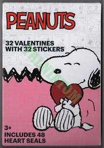Kids Valentine's Cards - Peanuts - 32 Valentines with 32 Stickers - Picture 1 of 2