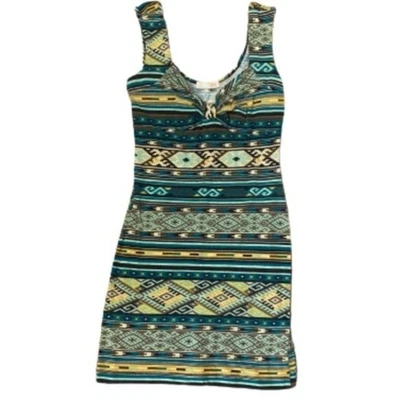 Mini Vestido sin Mangas ajustado ceñido al cuerpo estampado tribal GB Talla XS Foto 1 de 3