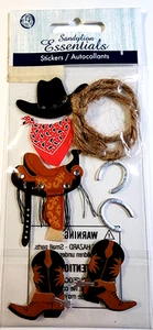 Cappello cowboy western stivali sella speroni lazo ferri di cavallo sandylion adesivi 3D - Foto 1 di 2