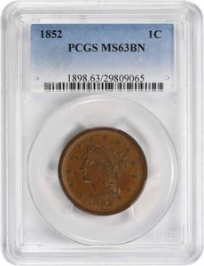1852 Large Cent MS63BN PCGS - Picture 1 of 2