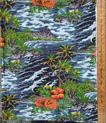 Hoffman California Fabric 2012 Tropical Island Cotton Quilting 3/4 Yd By 44" - Image 1 of 3