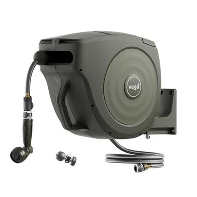 Garden Hose Reel Retractable 1/2" x 65ft Wall Mounted Hose Reel Automatic - Image 1 of 4