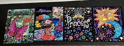 Collection Of  Blacklight Posters Animals, Sun And Moon Butterfly Flocked Read - Image 1 of 4