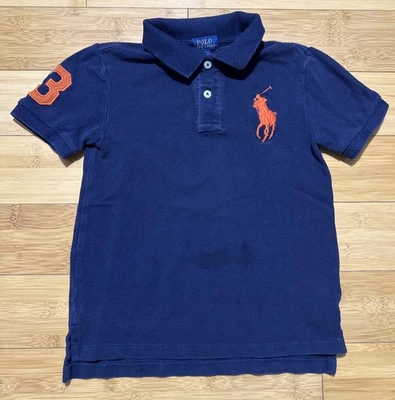 Рубашка с логотипом Polo Ralph Lauren Big Pony синяя для мальчиков размер 6 - Изображение 1 из 4