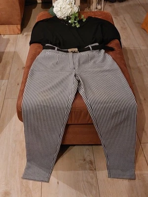 Pepita-Hose Stiefelhose Gr.36 schwarz weiß Taschen kariert karottenförmig *NEU* - Bild 1 von 4