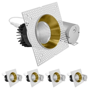 LUXRITE 4" LED Spotlight with Brass Trim 25W 2000LM 5CCT Dimmable IC Rated 4PK - Picture 1 of 7