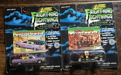 x2 Johnny Lightning Frightning Die Cast The Munsters Koach + Heavenly Hearse NOS - Image 1 of 4