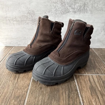 Sorel Barn Cremallera Para hombres 7M Marrón Zapatos Cuero Medio Top Senderismo Lluvia Pato Botas Foto 1 de 4