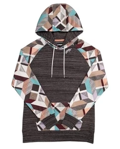 Hooey Women’s Western Aztec Hoodie Gray Print Logo Monogram Lounge Comfy Medium - Picture 1 of 10