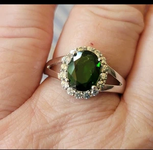 1.5 CT Chrome Diopside Solitaire Ring Sz 7 - Picture 1 of 6