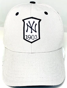 New Era New York Yankees 1903 MLB Gray Hook/Loop Adjustable Hat Pre-Owned - Picture 1 of 8