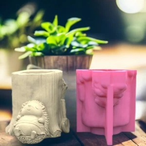 Flower Pot Mold Silicone Succulent Flowerpot Plant Vintage Mould Concrete Cement - Picture 1 of 8