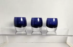 Set Of 3 Sapphire cobalt Blue Diva Votive Candle Holders Poland Crate & Barrel - Picture 1 of 6