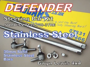 Defender Stainless Steel Heavy Duty steering bars Track Rod Drag Link SUMOBARS - Picture 1 of 12