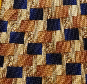 BURBERRY ~ MENS SILK DRESS TIE ~ YELLOW w/ TAN & BLUE ~ 60" - Picture 1 of 4