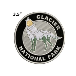Glacier National Park Wolf Forest Patch Embroidered Iron-on Applique Nature Gift - Picture 1 of 21