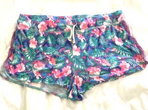Pantalones Cortos Honeydew Sleep Lounge Extra Suave Rosa Flores Azul Medianos - Imagen 1 de 6