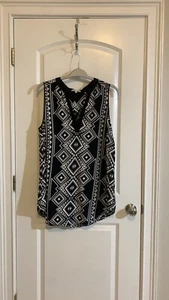 John Mark Top Shirt Blouse Black White Sleeveless Sz XL Plus Size Women B1 - Picture 1 of 5