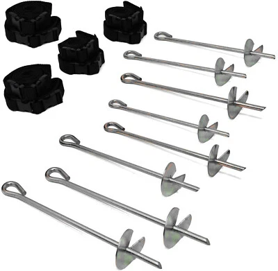 Double Strength Trampoline Tie Down Anchor Kit Zinc Plated Steel Ground Anchors