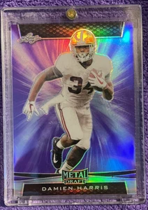 2019 Leaf Metal Draft DAMIEN HARRIS Purple /10 Buffalo PATRIOTS ALABAMA - Picture 1 of 3