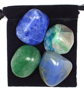 BLOOD PRESSURE CONTROL  Tumbled Crystal Healing Set = 4 Stones + Pouch + Card - Bild 1 von 2