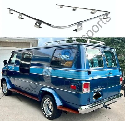 Vintage Style Van Chevy Bowtie Logo Roof Rack Luggage Carrier Silver 3 Sided - Image 1 of 4