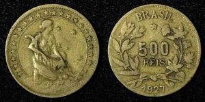 BRAZIL  Aluminum-Bronze 1927  500 Reis KM# 524 (27 645) - Picture 1 of 3