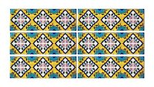 6 Pcs Blue Pottery Tabletop Interior Exterior Flooring Wall Kitchen Tile 3 x 9''