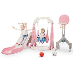 5 in 1 Toddler Slide and Swing Set, Indoor and Outdoor Kids Slide Playground - Picture 1 of 9
