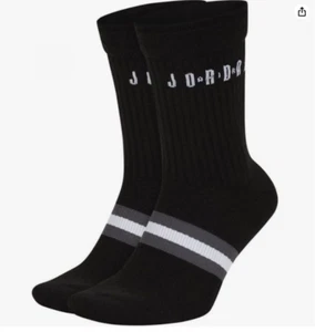 Nike Men's Air Jordan 2PK Legacy Crew Socks Black SK0025-010 f - Picture 1 of 4