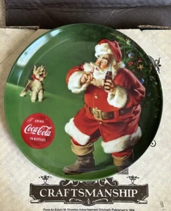 Gibson 8” Ceramic Coca Cola Santa Plate With Original Sticker On Back, Excellent - Picture 1 of 4