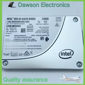 Intel SSDSC2KB240G801 D3-S4510 Series 2.5 6Gb/s 240GB SATA SSD 3D2 TLC New - Picture 1 of 4