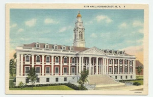 City Hall Schenectady New York Postcard Vintage Unused Linen-Era NY - Picture 1 of 2