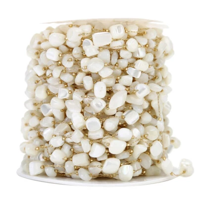 Cadena de cuentas de acero inoxidable dorado de 1 metro hecha a mano con carcasa aleatoria Foto 1 de 4