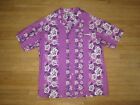 Vtg Men's HILO HATTIE Purple Floral Hibiscus Short Sleeve Hawaiian Shirt Size L