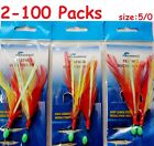 2 to 100 Packs 5/0 Rock Cod Feather Rigs Red/Yellow Rockfish Bait 