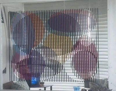 Serigrafía a color YAACOV AGAM sobre papel plateado metálico (espejo) firmada, numerada Foto 1 de 4