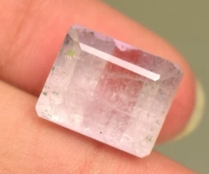 Natural Kunzite Gemstone From  Afghanistan 11.55 Ct Emerald Cut Certified Gem - Picture 1 of 5
