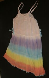 New Justice Girls Summer Cover Up Dress 10 year Ombre Pompom 100% Viscose