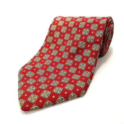 Corbata de seda estampada con patrón de foulard geométrico rojo corbata de lujo Windsor Collection Foto 1 de 4