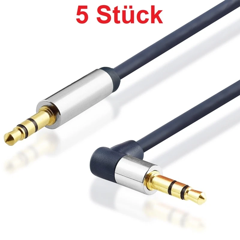 Audio Stereo Klinken Kabel 3,5mm Klinke Kopfhörer Phono gerade auf gewinkelte - Bild 1 von 1