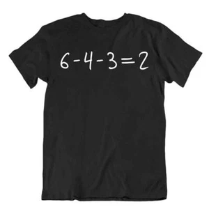 Double Play Equation 6-4-3=2 Math T-Shirt Tee T Funny Mens Shirt - Picture 1 of 8