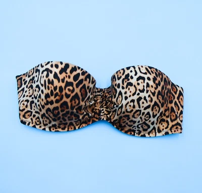 Victorias Secret 34C Leopard Underwired Bandeau Bikini Top Strapless Swimwear VS - Imagem 1 de 4