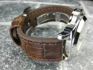 22mm BIG CROCO Leather Strap Antique Brown Thick Watch Band Brown for PANERAI - Picture 1 of 11