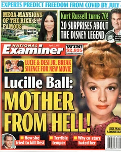 NATIONAL EXAMINER April 5 2021 Lucille Ball Kurt Russell Mansions of the Rich - Imagen 1 de 2